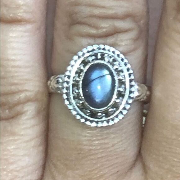 Labradorite Solitaire 925 Sterling Silver Ring Sz 7 - Picture 1 of 7